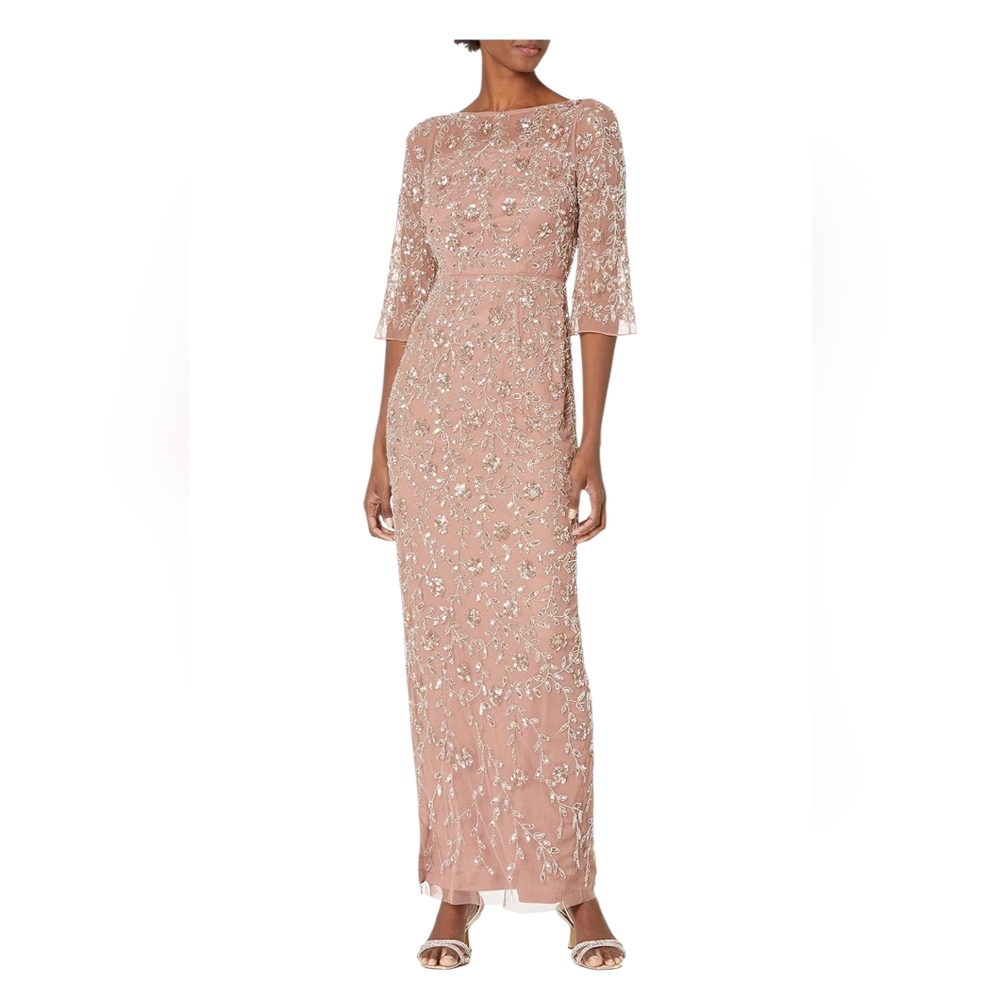 Aiden Maddox beaded & sequined column long gown - 6.         L65